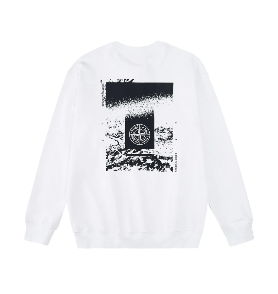 W808#P160💰 Stone Island Stone Island ruins compass logo printed round neck long-sleeved sweatshirt! Versatile base round neck sweatshirt for couples! Simple armband design, customized 1*1 thread (fine texture), 380g double-strand large terry fabric, very good quality, foreign trade craftsmanship, respect the original version! The threads at the cuffs and hem are all original bartacks! The time-consuming and material consumption distinguishes the ordinary version on the market! Tops worn by celebrities from all walks of life on INS, can be matched with couple styles!  Color: Black White Size: M-XXL